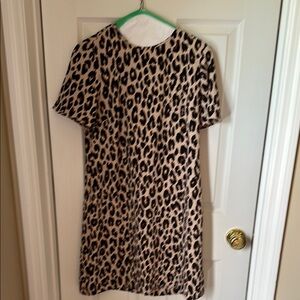 LOFT Leopard Print Midi Dress - Black and Tan